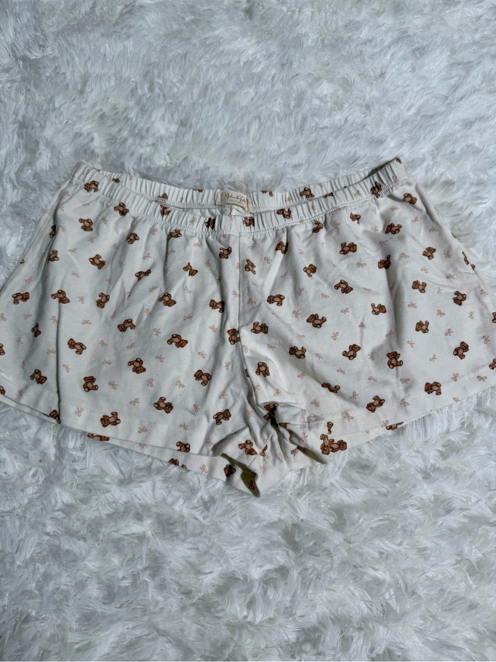 Brandy Melville John Galt mini shorts teddy bear bow pajama short stretchy cute